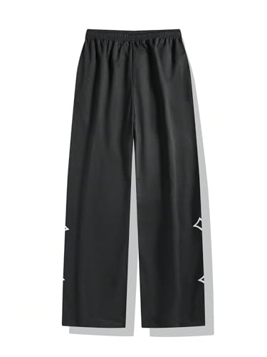 SHENHE Men's Casual Cross Print Loose Pants Straight Leg Drawstring Baggy Pant Trousers4