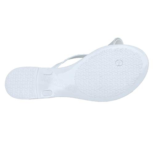 Mtzyoa Women Flip-Flops Bow Sandals Beach Flat Rivets Rain Jelly Sandals (White, Numeric_7) #TOP2