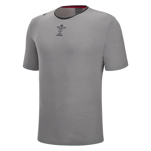 Image of Macron Wales 22/23 Rugby Men's Travel T-Shirt (UK, Alpha, 5XL, Regular, Regular, Grey)