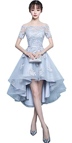 Newsight（ニューサイト）レディース ワンピース ドレス 刺繍レース フィッシュテール 結婚式 パーティー (XS, グレー)