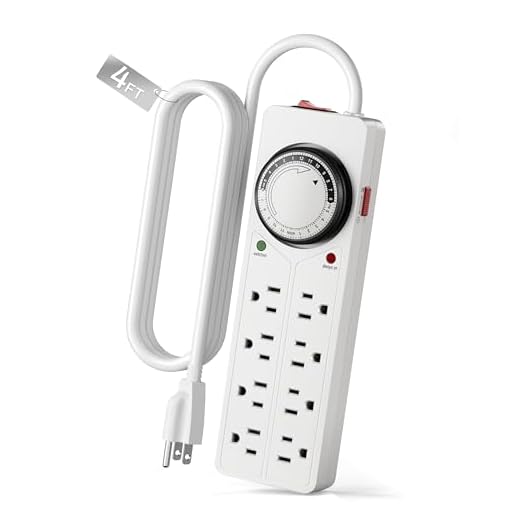 BN-LINK 8 Outlet Surge Protector with Mechanical Timer (4 Outlets Timed, 4 Outlets Always On) - White