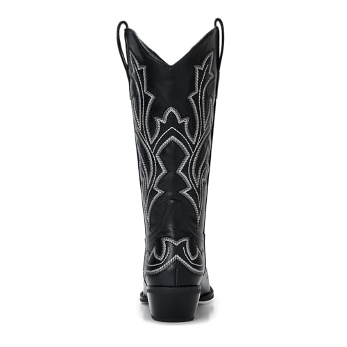 Image of Cowboy Boots for Women - Embroidered Western Cowgirl Boots with Fashion Snip Toe, 1.75-Inch Low Block Heel and All-Day Comfort Fit