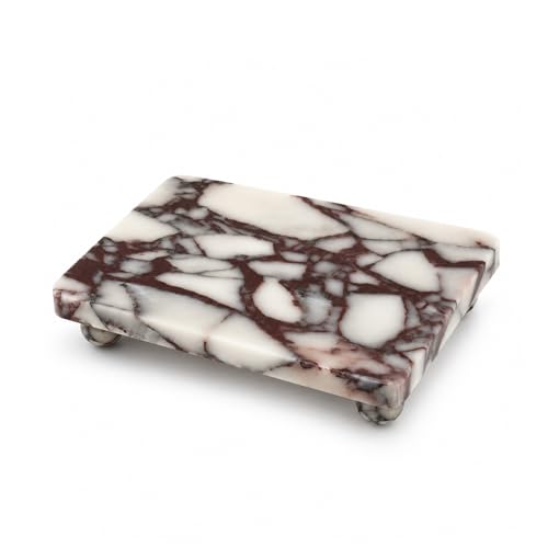 Artisanal Abode Calacatta Viola Marble Vanity Tray with Ball Feet