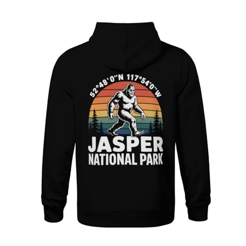 Kids Vintage Jasper National Park Bigfoot with GPS Location Boys Girls Lightweight Kangaroo Pocket Fleece Hoodies3