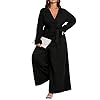WDIRARA-Womens-Button-Front-Long-Sleeve-Belted-Collar-Jumpsuit-Pants-with-Pocket WDIRARA Women's Button Front Long Sleeve Belted Collar Jumpsuit Pants with Pocket Plus Black 2XL