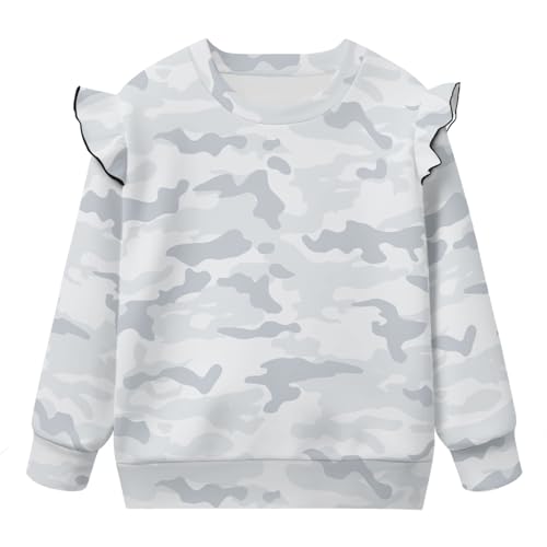 Sweatshirt for Toddler Girls Size 1-8 Ruffle Long Sleeve Pullover Lightweight Girls Crewneck Sweatshirts