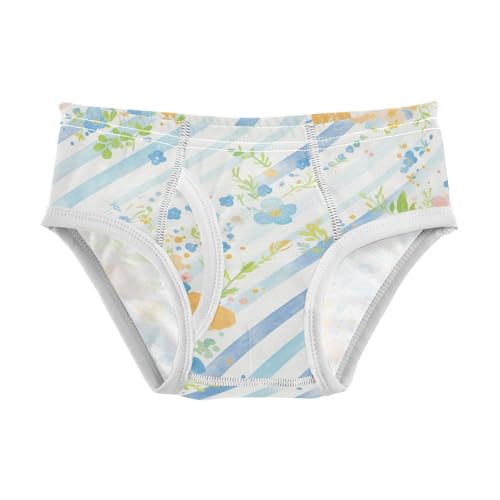 KLL Blue Stripe Flowers Baby Boys Pure Cotton Underwear Breathable Children Panties