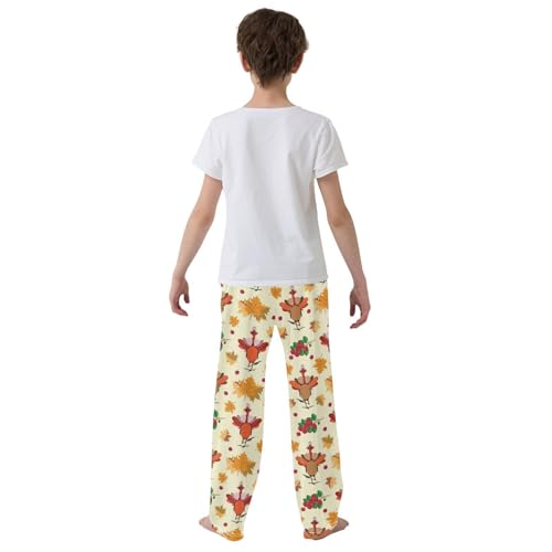 Turkey Maple Leaf Boys Long Pants Soft Trousers Elastic Waist Kids Lounge Bottoms with Pockets S-XL3