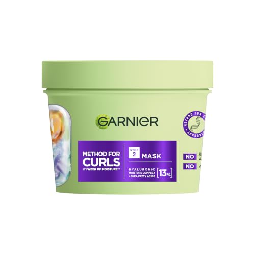 Garnier Hair Mask Method for Curls Deep Conditioner for Curly Hair Up to 7 Days Hydration Designed for All Curl Types & Type 4 Coils Vegan Formula 370ml