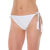 Tief geschnittener Damen Bikinislip mit seitlichen Bindebändern und reizvollen Fransen. Bestens geeignet für Schwimmbadbesuch und Strand