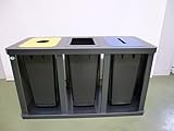 PROREGAL Robuste Wertstoffsammelstation 3-Fach mit Behälter | 58 Liter...