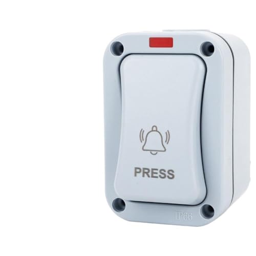 FACAIIO Interrupteur de sonnette de porte étanche pour extérieur Norme IP66, 20A AC250V Bouton poussoir illuminé pour usage industriel et commercial