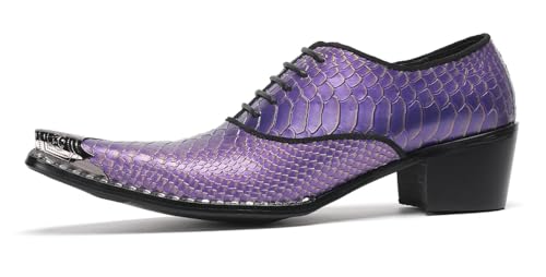 Men’s Leather Oxfords Purple Dress Casual Shoes – Metal Pointed Toe Lace-Up Oxford, Fashion Formal Shoes for Weddings, Prom, Parties, Business & Evening Wear2