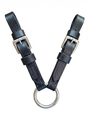 Hunters Saddlery Leather Strap Lunge Line Connector – Bit Coupler for Lunging or in‑Hand Leading & Showing Horses (Black)