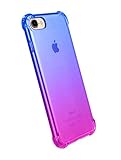 iPhone 8 Case,CLONG iPhone 7 8 Case Colorful Clear Slim Case Translucent Impact Resistant Protective Shell Flexible Soft TPU Bumper Cover for Apple iPhone 7/8 4.7 inch(Blue&Purple)