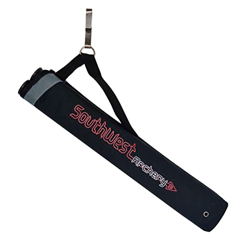 Southwest Archery Universal Hip Quiver - Two Removable 18 inch Arrow Tubes - Clips on to Your Belt – Right and Left Handed - Black