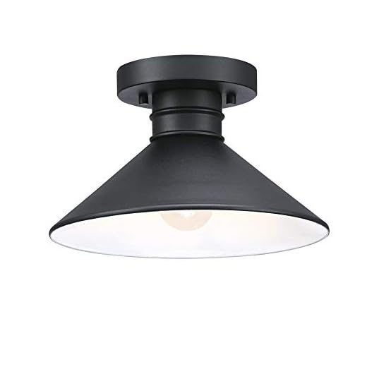 Westinghouse Lighting 6112900 Watts Creek 11 Inch Rustic/Arts & Crafts One-Light Outdoor Semi Flush Mount Ceiling Light, Dark Sky Friendly, Textured Black Finish