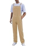 Yuanbang Overalls for Men Work Utility Coveralls Big and Tall Bib Romper Jumpsuit with Zipper Fly(Brown,M)