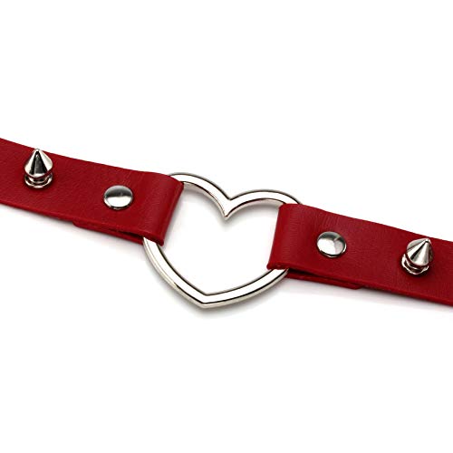 MILAKOO Punk Stil Liebe Herz PU Lederhalsband Rot Choker Halskette Versetzt