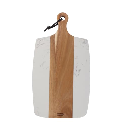 Tabla de cortar rectangular de mármol y madera Acacia miniatura 1