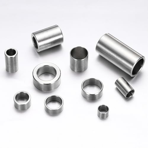 MECCANIXITY 4pcs M20 Metal Spacers, M20 IDx25mm ODx5mm Length Stainless Steel Spacer Round Unthreaded Standoff Bushing Plain Finish for Screw Bolts, Silver 20x25x5mm