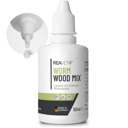 ReaVET Wurm-Kraut Liquid 50ml – für Hunde & Katzen, mit echtem Wurmkraut (Artemisia Absinthium) in rezepturbasierter Pflanzenformel, geeignet für alle Haustiere