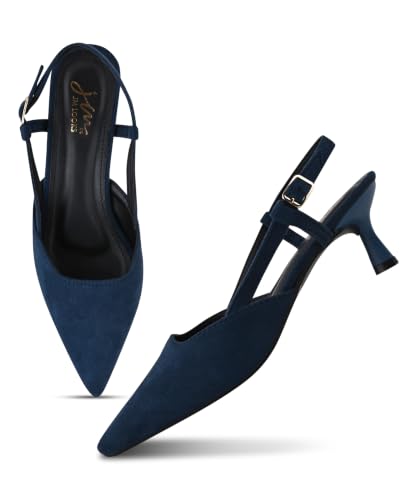 Image of JM LOOKS Elegant Pointed Toe Slingback Kitten Heels Fashionable Sandals for Modern Women