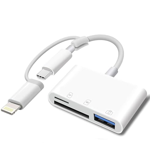 Apple MFi Certified SD Card Reader for iPhone, USB-C & Lightning to SD TF Card USB Adapter for iPhone 17/16/15/14/ 13/12/ 11/ XS/XR/X/8 7 6, MacBook Pro Air, iPad Pro/Air, Galaxy S25/S24 (3 Slots)
