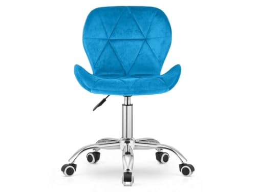 Image of Amazon Brand - Umi Height-Adjustable Velvet Office Study Computer Desk Chair for Salon, Spa, Bar in Light Blue Color