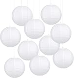 LIHAO 10 Inch White Round Lanterns