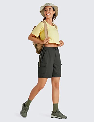 CRZ YOGA Shorts feminino de caminhada cargo para caminhada: Shorts elástico UPF 50+ à prova d'água