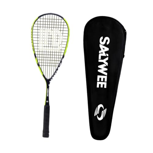 Colaxi Carbon Fiber Squash Racket Training Paddle Lightweight with Carrying Bag Nonslip Tear Drop Squash Racquet for Park Traveling, Yellow