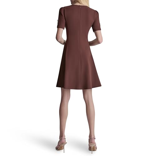 Image of DKNY Women's Button Short Sleeve Fit and Flare Dress