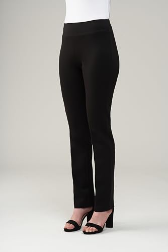 Lena Gabrielle Women's Pull-On Solid Black Ponte Straight Leg Pants, BCP8909E3