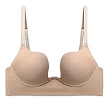 Lemorosy Reggiseno Profondo Push up Schiena Nuda con Ferretto Imbottito(Beige,3D)