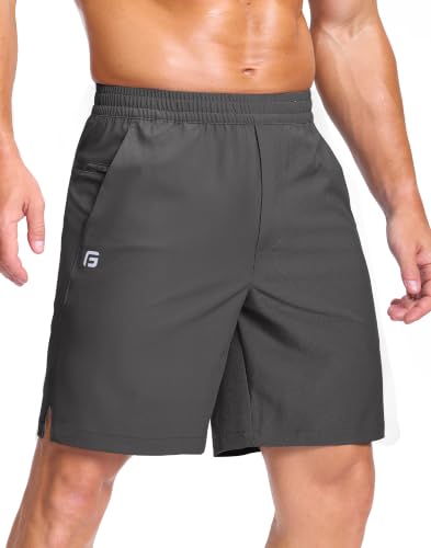 Image of GGJ Men's Lightweight Athletic Shorts with 2 Zipper Pockets 7 inch /9 inch /5 inch Gym Workout Running Quick Dry Tennis Shorts for Men
