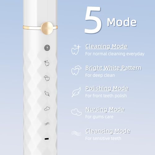 Image of Seapeoa Sonic Electric Toothbrush Set, Equipped with 10 Brush Heads and Travel case, IPX8 Waterproof, 2-Minute Timer, 42000 High-Frequency Vibrations, 5 Modes, The First Choice for Gift Giving, Whtie