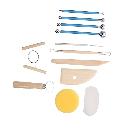 jojofuny 2 Sets Clay Sculpting Tools Kit DIY Pottery Sculpting Supplies for Beginners Professionals Cutter Ball Embossing Stylus for Art