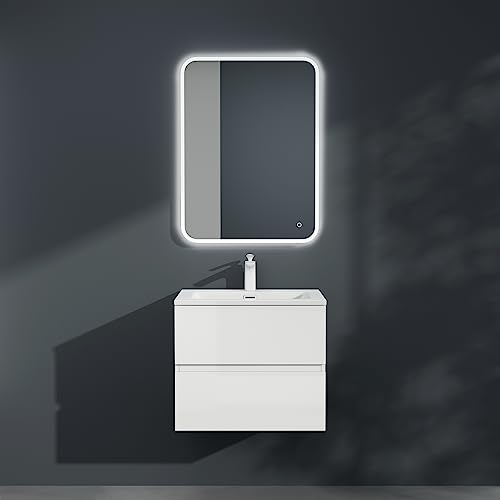 Mai & Mai Badmöbel-Set Waschtisch mit Unterschrank Waschbeckenunterschrank 100x48x50cm in Weiß Matt 2-Schubladen mit Soft-Close inkl. Mineralguss Waschbecken und LED-Badspiegel Aqualis Mai & Mai Badmöbel-Set Waschtisch mit Unterschrank Waschbeckenunterschrank 100x48x50cm in Weiß Matt 2-Schubladen mit Soft-Close inkl. Mineralguss Waschbecken und LED-Badspiegel Aqualis