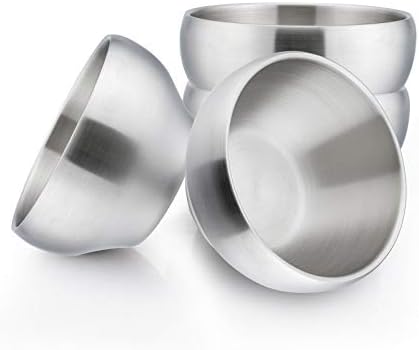 HaWare Heavy 18/8(304) Stainless Steel Bowls(Double Walled), 12 oz Kids Toddlers Feeding/ Soup/ Snacks Bowls, Unbreakable and Dishwasher Safe(4 Pack)