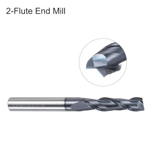 Image of uxcell 2pcs End Mill 5 /16 inch x 1-1 /4 inch 2 Flutes Spiral Helical Groove Tungsten Steel Straight Shank CNC Milling Bits for Aluminum Steel Cutting Metalworking