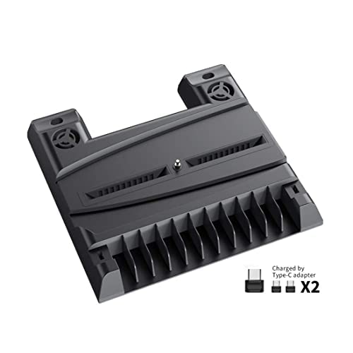 Image of GADGETSWRAP Multifunctional Cooling Stand Wireless Controller Charging P-5 (PS5) Controller Dual Charger Compatible with Both Console & Controller - Black