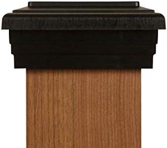 ATLANTA POST CAPS 4x4 Post Cap (True 4") │ Black Flat Top Square Newell Newport Top for Outdoor Fences, Mailboxes & Decks