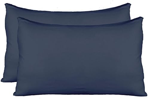 Extra Soft Jersey Knit Pillow Cases, Standard Size with Hidden Zipper, Soft Than Cotton, Pack of 2, Navy