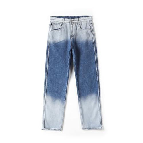 Jeans Pants Trouser Denim Retro Trendy Heavy Wash Gradient Versatile Loose Straight