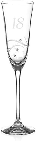 DIAMANTE Swarovski 18th Birthday Champagne Glass  Single Crystal Champagne Flute with a Hand Etched 18 - Embellished with Swarovski Crystals
