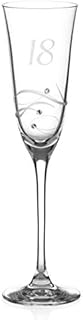 DIAMANTE Swarovski 18th Birthday Champagne Glass  Single Crystal Champagne Flute with a Hand Etched 18 - Embellished with Swarovski Crystals