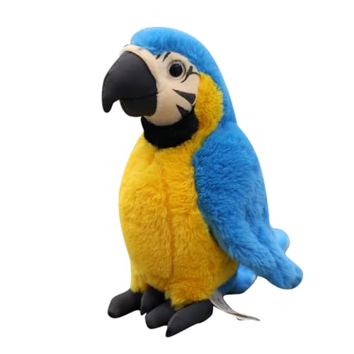 champracer Plüschvogel Papagei Kinders Weiches Kuscheliges Plüschtier für Kinder 30cm Länge Blau Gelber Ara Papagei Parrot Plüsch Spielzeug für Kinder Mädchen Jungen (30 cm Blau)