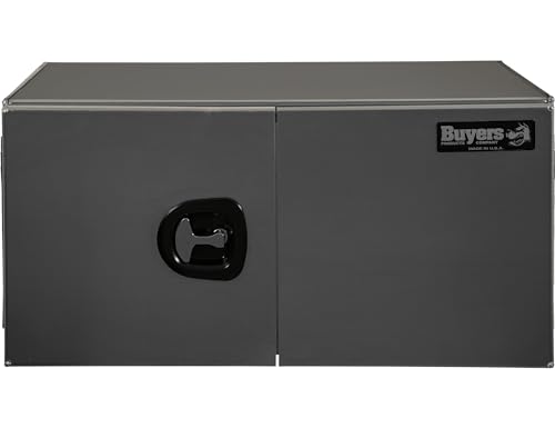 Image of Buyers Products 1705433 Pro Series 24x24x30 Smooth Aluminum Underbody Truck Tool Box, Single Barn Door, Compression Latch, 0.125 in Thick, Rain Gutter & Bulb Seal, Bolt-On Stainless Hinge