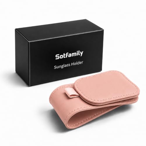 Image of Sotfamily Sunglass Holder for Car Visor, Suede Cloth Magnetic Sunglass Organizer for Car Accessories, 2 Packs, Black (Pink)